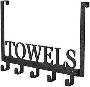 Joyoldelf Over Door Hooks Hanger, Door Hooks without Drilling, Door Hanger for Hanging Coats, Towels, Hats, Clothes, for Bedroom, Bathroom, Living Room, Kitchen Door - with 5 Hooks (Black)