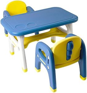 TinyGeeks Kids Table and Chairs Set Safe for Children - New 2023 - Activity Table for Kids - Ideal for Drawing and Painting - Durable Toddler Table and Chair Set - Mesa para niños - Blue & Yellow