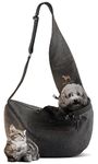 Noah & Paw Dog Sling Carrier for Small Dogs 3-10lb, Dog Sling for Small Dogs and Cats, Dog Carrier with Adjustable Padded Strap, Vegan Denim Lined with Fur, 3x Safety Features, Machine Washable