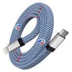 Magtame Magnetic USB C to Lightning Cable, 3.3ft Coiled USB-C to Lightning Braided Cable Blue, MFi Certified, Fast Charging Cable Compatible with iPhone 14/13/12/11 Pro Max/XS MAX/XR/XS/X/8 SE Flat