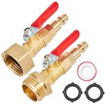 Winterize Blowout Adapter,1/4 Inch Male Quick Connecting Plug and 3/4 Inch GHT Hose Thread.With Ball Valve and Teflon Tape For Blow Out Water to Winterize Sprinkler Systems (Couple)