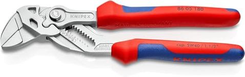 Knipex Pliers Wrench pliers and a wrench in a single tool chrome-plated, with multi-component grips 180 mm 86 05 180