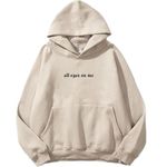 BE SAVAGE All Eyes On Me Fleece Hooded Neck Sweatshirts Drop Shoulder Oversized Baggy Hoodie for Men's (in, Alpha, 2XL, Beige)