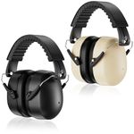 ProCase 2 Packs Ear Defenders Adults, SNR 32dB Noise Cancelling Headphones for Kids Autism, Ear Protectors Sound Proof Hearing Protection for Mowing Shooting Woodwork Construction -Black&Beige