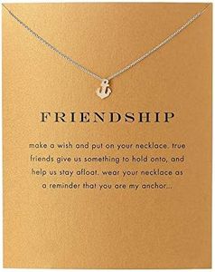 Baydurcan Friendship Anchor Necklace Anchor Pendant Necklace with Message Card Gift Card (Silver Anchor)