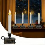 4 Pcs Christmas Window Candles with LED Electric Candles Flickering Lights, 10 Inch Battery Operated Candle with Sensor Dusk to Dawn for Table Party Christmas Decoration,Bronze Base