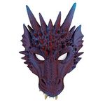 Alodidae 3D Dragon Mask Halloween Party Costume Cosplay for Adults Men, Scary Animal Half Face Masks (Purple)