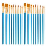 CNMTCCO Paint Brushes 20 PCS Nylon Hair Paint Brushes Set for Acrylic Oil Watercolor Gouache Painting Face Paint Brushes for Children and Adults (Blue)