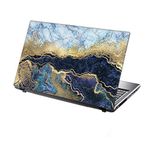 TaylorHe 13-14 inch (34cm x 23.5cm) Laptop Skin Vinyl Decal MADE IN BRITAIN Gold Glitters on Blue Marble