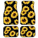 Fashion Sunflower Car Floor Mats All Weather Universal Custom Front & Rear Automotive Floor Mat for SUV Sedan Truck Van Decoration, 4 Pcs