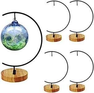 YY YEARCHY 11-inch Ornament Display Stand with Wooden Base Metal Hook Tabletop Holder for Hanging Glass Globe Ball Gifts