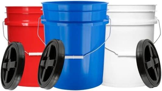 House Naturals 5 Gallon Food Grade BPA Free, Made in USA pail Plastic Bucket with Screw On Air tight Double Gasket lid, (Pack of 3)