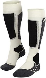 FALKE Women's SK2 Wool Ski Socks, Merino, Knee High, Mid Weight, Breathable Quick Dry, Warming Winter Athletic Sock, White (Off-White 2040), 6.5-7.5, 1 Pair