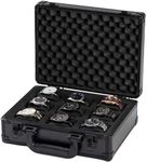 Comlly Metal Watch Box, 9-Slot Watch Case, Removable Watch Pillows, Watch Box Organizer, Gift for Loved Ones, Black aluminum，Christmas Gifts