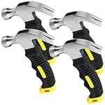 HAKZEON 4 Pack Small Hammer, 8oz Claw Hammer, Stubby Mini Hammer with Non-Slip Handle for Home and DIY