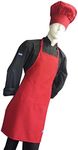 CHEFSKIN 1 Apron + 1 Adjustable Chef Hat, Soft, Live Colors, Ulltra Light Fabric, Kids Love Them (Teens/Adult, Red)