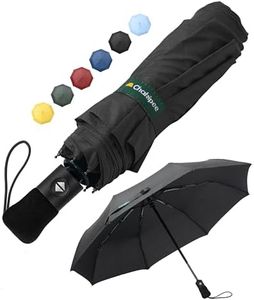 Chakipee Parapluie Pliant Compact - Parapluie Homme Automatique Resistant Vent, Parapluies Noir de Voyage Portables, Revêtement en Tissu 210T, Portée 97 cm, 8 Sections