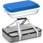 FoldTier Glass Casserole with Casserole Carrier 9 x 13 Inch Glass Baking Dish with Lid Insulated Bag for Hot or Cold Food Deep Casserole Dish for Oven for Potluck Party Picnic Cookouts