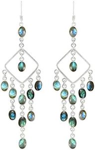17.44 Cts Natural Labradorite Dangle Earrings For Women, Handmade Birthstone Jewelry Mother's Day Gifts For Mom Wife