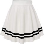 Mehrang Girl's/Women's Classic Stretchy All Time Trendy Skater Knee Length Skirts with Attached Inner Shorts (S, White)