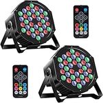 MOSFiATA Par Lights 2 Pack, RGB 36 LED Stage Lights Sound Activated DMX Control, 7 Modes Uplighting Lights with Remote Control Stage Lighting, DJ Par Party Lights for Club KTV Disco Party