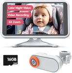 Luckview Baby Car Camera Night Vision Car Camera for Baby Video Recording 3X Zoom 5.2'' Baby Camera for Car with TF Card HD 1080P Car Baby Camera 360° Rotation for Rear Facing Seat Wired-BM3