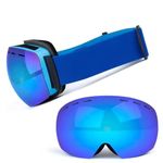GOKYO K2 Ski & Summit Goggles Windy & high altitude trekking, skiing & mountain expeditions - Fog Resistant Ventilation System -Blue