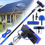 Solar Panel Cleaning Kit, Water Fed Pole Kit with 24Ft Extension Pole - 2 in 1 Window Squeegee & Cobweb Duster, Solar Panel & High Window Cleaning Brush Cleaner Tool
