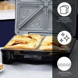 Tower 4-Slice Sandwich Maker – Non-Stick, Easy Clean
