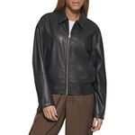 Levi's Women's Faux Leather Bomber with Laydown Collar, Black, Large