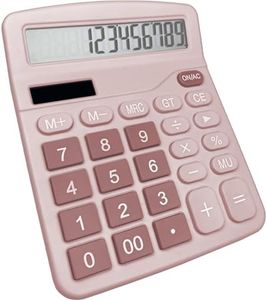 Newaner Calculatrice, Calculette de Bureau Solaire Grand Écran LCD à 12 Chiffres, Mini Calculatrice Fonction Standard pour Bureau, Maison et École, Calculatrice de Bureau avec Grands Boutons, Rose