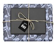 4 x Gift Wrapping Paper: Rock n Roll, Chip Fork, Metal Hand (Two Tone Black/Grey/Blue) with Pendant (for Rock Fans, Musicians, Men, Women, Music Teachers, Music Students, Humor, Funny)