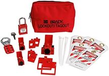 BRADY Breaker Lockout Tagout Electrical Loto Kit. 120/277V to 480/600V Circuit Lock Outs. Set Includes 1 Red Safety Padlock, Hasps, Tags. Devices for Station Refill - 153669