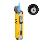 PIPITA Torch Lighter Windproof Cigar Lighter Single Jet Flame Lighter, Adjustable Flame and Refillable Butane Gas Lighter (Butane Not Included)