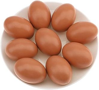 Gresorth 9pcs Fake Wood Eggs Decoration Artificial Play Kitchen Food Kids Toy for Laying Chicken Coop - Brown