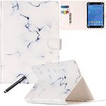 Universal 7.0" case, Newshine Flower Marble Pattern Synthetic Leather Folding Folio Stand Case with Card Slots&Money Pocket for All 7 inch Tablet Including Samsung Lenovo Kindle - White Marble