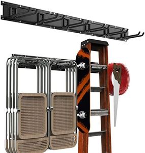Housolution Rastrelliere di Immagazzinamento da Muro 121cm con 6 Ganci Metallici Mobili, Set di Utensili da Parete da Officina Garage Portautensili Set di Ganci di Fissaggio per Supporto Arnesi