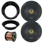 98-13 Harley Speaker Bundle: 2X Kicker 40CS654 6.5" Inch 300 Watts 2-Way Black Car Stereo Coaxial Speakers Combo With Speaker Mounting Rings For Motorcycles, Enrock 50 Foot 16 Guage Speaker Wire