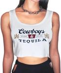 Womens Cowboys Tequila The Legend & Since 1873 Shirt Short Sleeve Cotton Ribbed Workout Shirts Crop Tops, L, Large