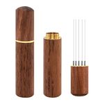 Zolunu Espresso Coffee Stirrer 5 Needles 0.4mm Espresso Distribution Tools, Natural Wood Handle and Stand (Rosewood)