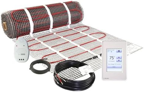 LuxHeat 60 Sqft Mat Kit (240v) Electric Radiant Floor Heating System for Under Tile, Stone & Laminate. Includes Self-Adhesive Heat Mat, Touch Screen Programmable Thermostat with GFCI & Cable Monitor