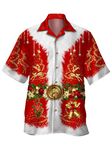 wihnsinop Mens Hawaiian Bowling Shirts Holiday Christmas Theme Shirt Short Sleeve Button Down Shirts Big and Tall, Xmas-2, X-Large