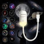 2-in-1 Galaxy Projector - Galaxy Night Light with 12 Sliding Projection Films,360°Adjustable Space Led Lights, Starry Planetarium Projectors with Dimmable Night Light for Car, Bedroom, Party