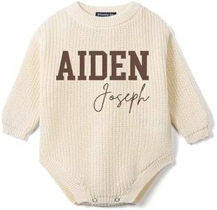 SWaddle AN Personalized Baby Romper, Embroidered Cotton Knit Outfit, Custom Newborn Gift, Baby Name Sweater, Infant Boy Clothing