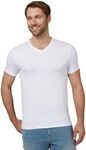 32° Degrees Mens Cool Quick Dry Active Lounge Basic Vneck T-Shirt, White, Medium