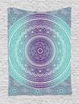 Ambesonne Blue Purple Tapestry, Mandala Ombre Eastern Mystic Abstract Old Fashion Bohemian Native Cosmos Art, Wall Hanging Bedroom Living Room Dorm, 60 W x 80 L inches, Purple