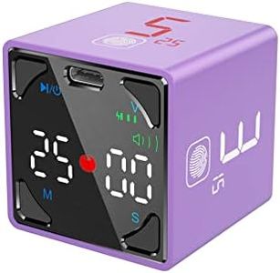 Ticktime Pomodoro Productivity Timer Cube, Pause & Resume, Silent, Vibrate & Adjustable Sound Alarm, for Work, Office, ADHD, Study, Task, 1/3/5/10/15/25/45/60min & Custom Countdown, Purple