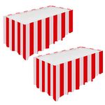 Gukasxi 4 Pcs Carnival Tablecloth and Table Skirt Set, Carnival Circus Table Skirt Carnival Theme Party Decorations Red and White Striped Table Skirt for Carnival Party Birthday Party Supplies