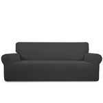 PureFit Stretch Oversized Sofa Slipcover – Spandex Jacquard Non Slip Soft Couch Sofa Cover, Washable Furniture Protector with Non Skid Foam and Elastic Bottom for Kids (Oversized Sofa, Dark Gray)