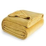 Bedsure Fleece Blanket King Size for Bed - Soft Cosy Fluffy Throw Blankets, Warm Large Throws for Audlts, Mustard, 270x230 cm